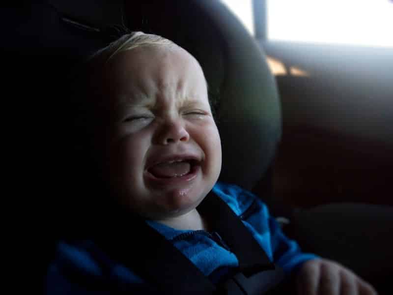 baby crying in car seat